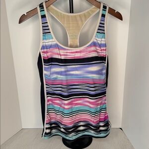 Zella Women's Vibrant Striped Racerback Swim Top